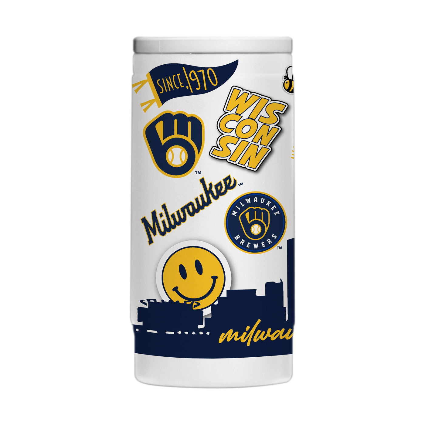 Milwaukee Brewers 12oz Native Powder Coat Slim Can Coolie - Logo Brands