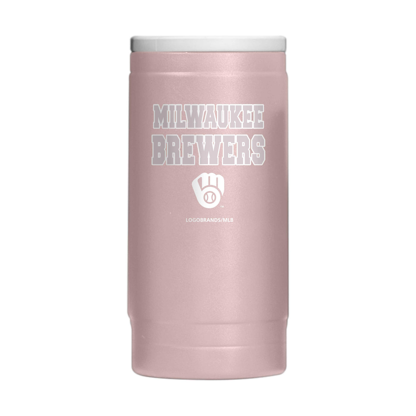 Milwaukee Brewers Stencil Powder Coat Slim Can Coolie