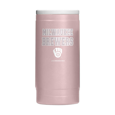 Milwaukee Brewers Stencil Powder Coat Slim Can Coolie