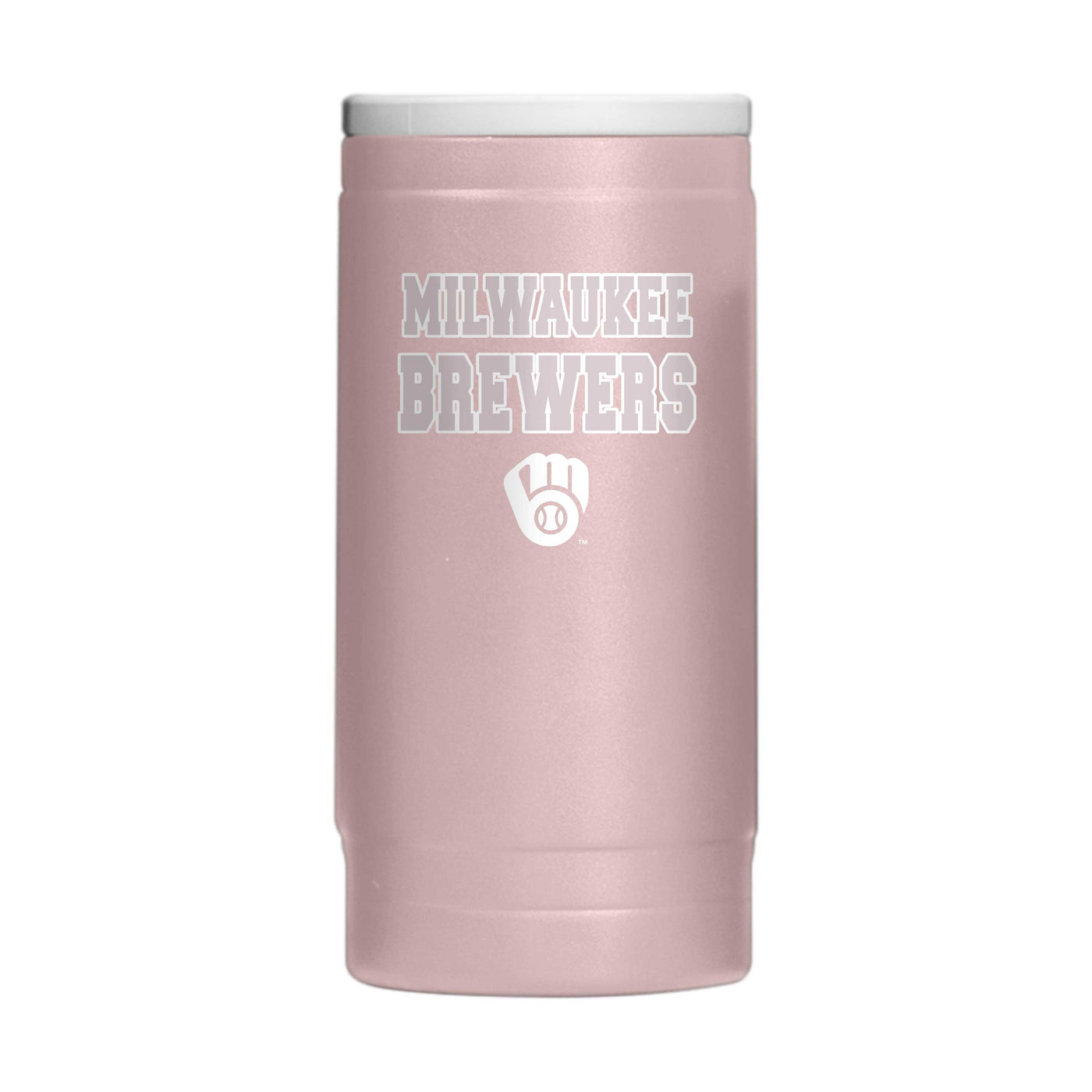 Milwaukee Brewers Stencil Powder Coat Slim Can Coolie