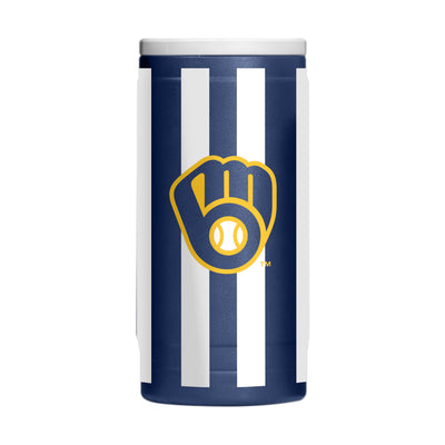 Milwaukee Brewers 12oz Striped Powdercoat SlimCan Coolie