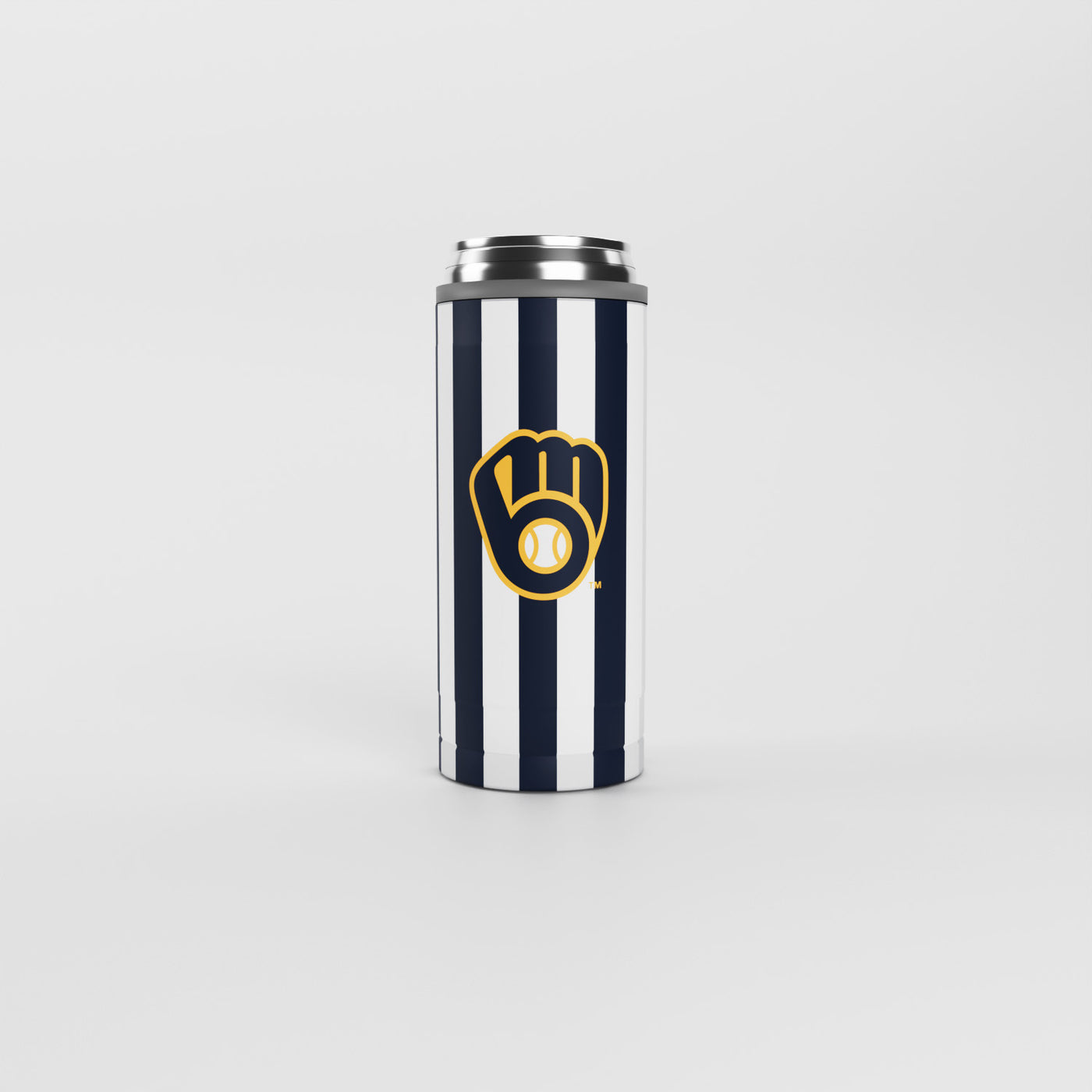 Milwaukee Brewers 12oz Striped Powdercoat SlimCan Coolie