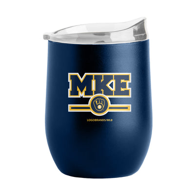 Milwaukee Brewers 16oz Letterman Powder Coat Curved Bev