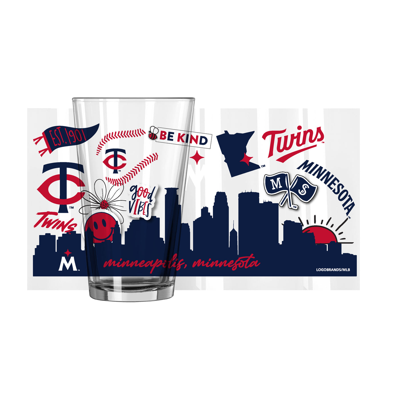 Minnesota Twins 16oz Native Pint Glass