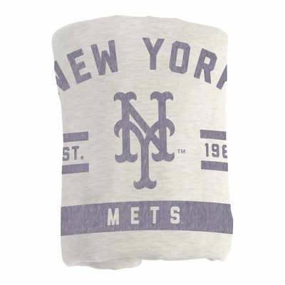 New York Mets Oatmeal Sweatshirt Blanket - Logo Brands