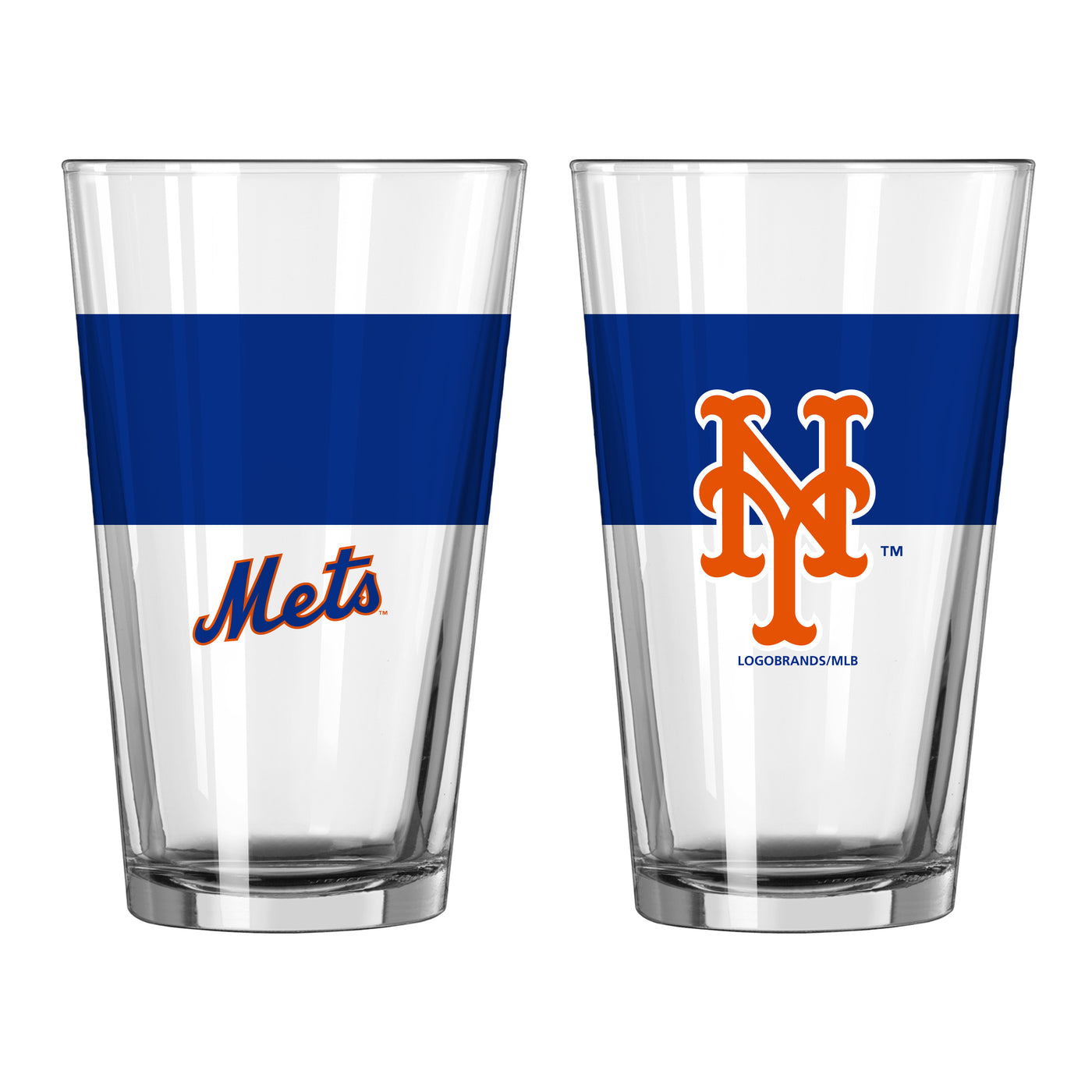 New York Mets 16oz Colorblock Pint Glass - Logo Brands
