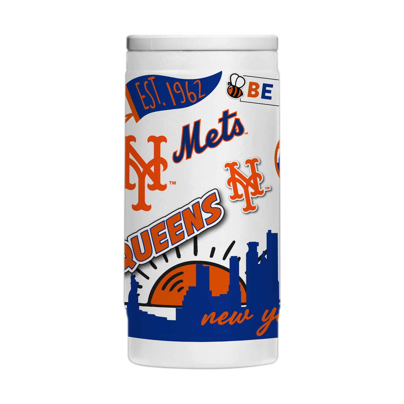 New York Mets 12oz Native Powder Coat Slim Can Coolie