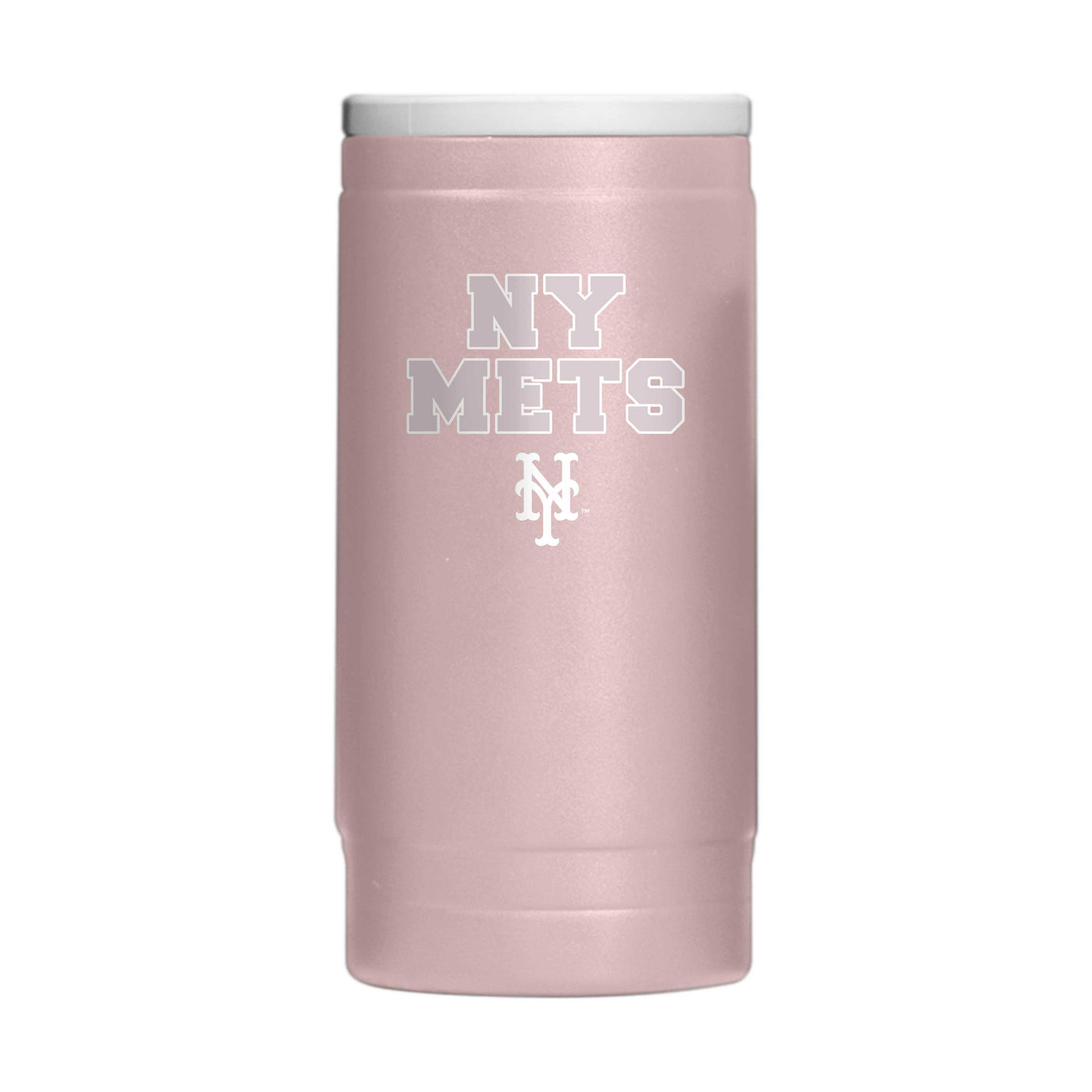 New York Mets Stencil Powder Coat Slim Can Coolie