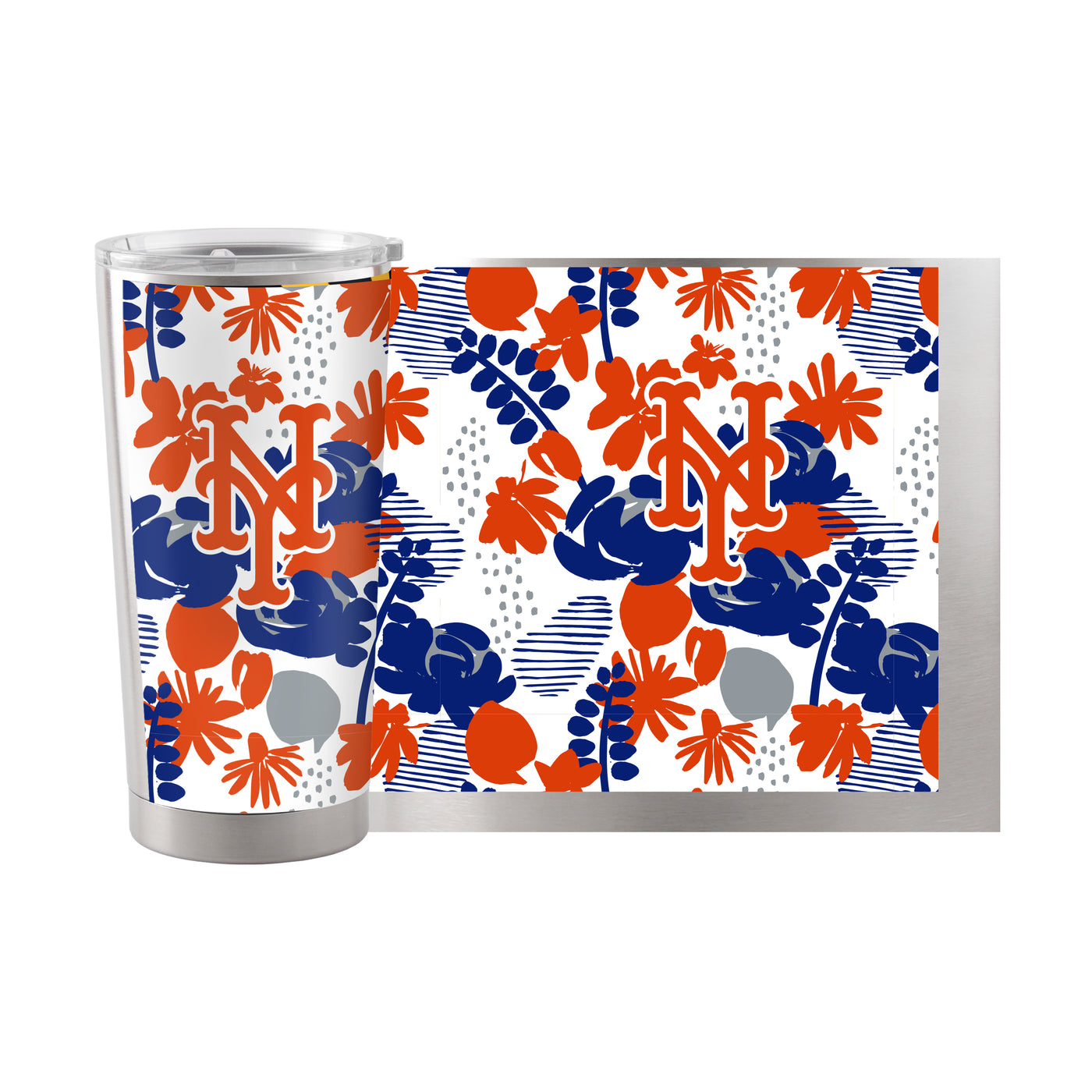 New York Mets 20oz Floral Stainless Steel Tumbler