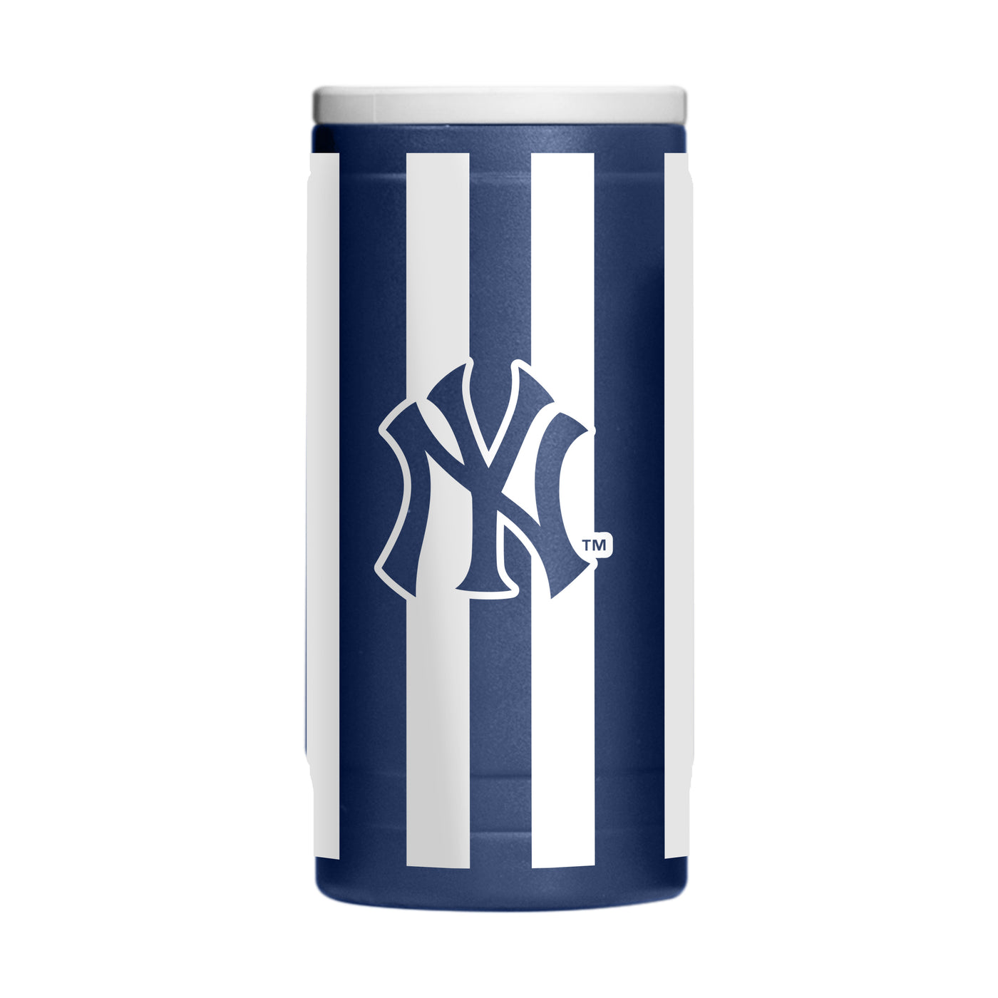 NY Yankees 12oz Striped Powdercoat SlimCan Coolie