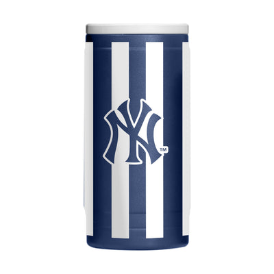 NY Yankees 12oz Striped Powdercoat SlimCan Coolie