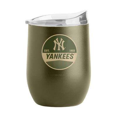 New York Yankees 16oz Badge Powder Coat Curved Beverage
