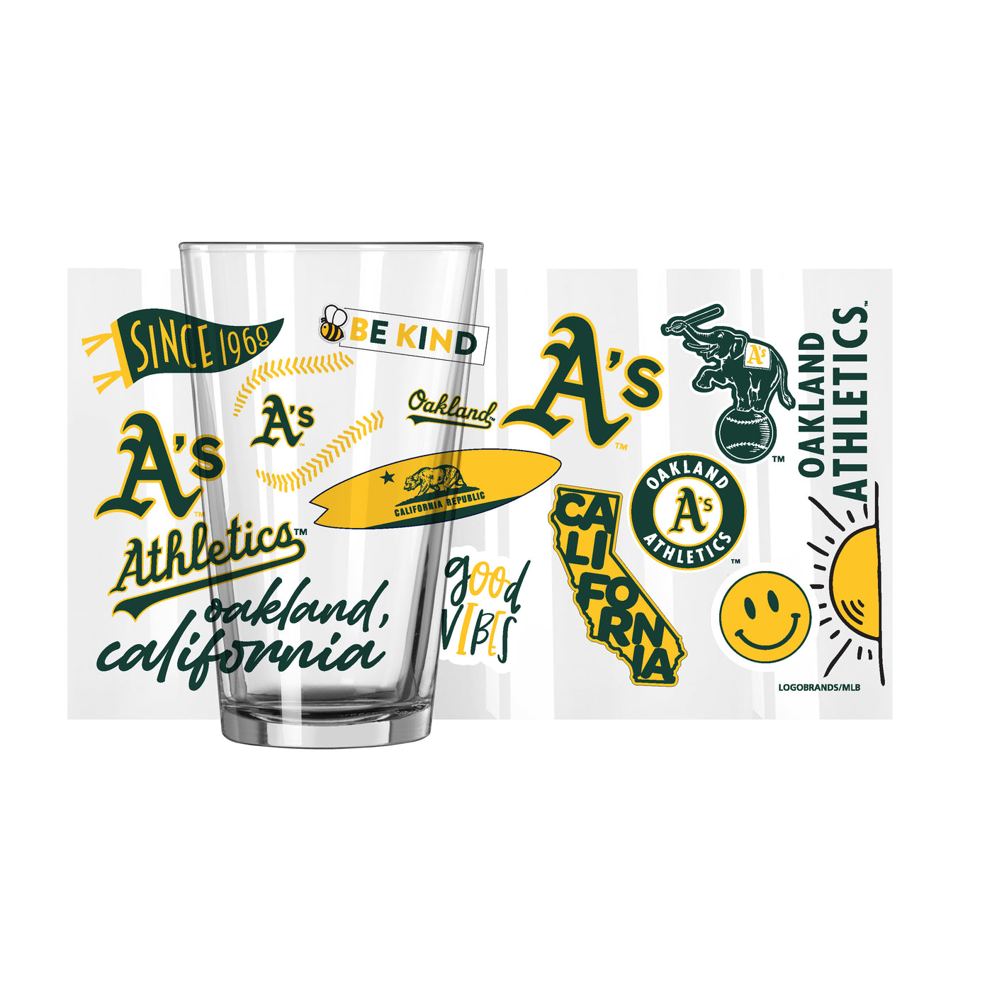 Oakland Athletics 16oz Native Pint Glass