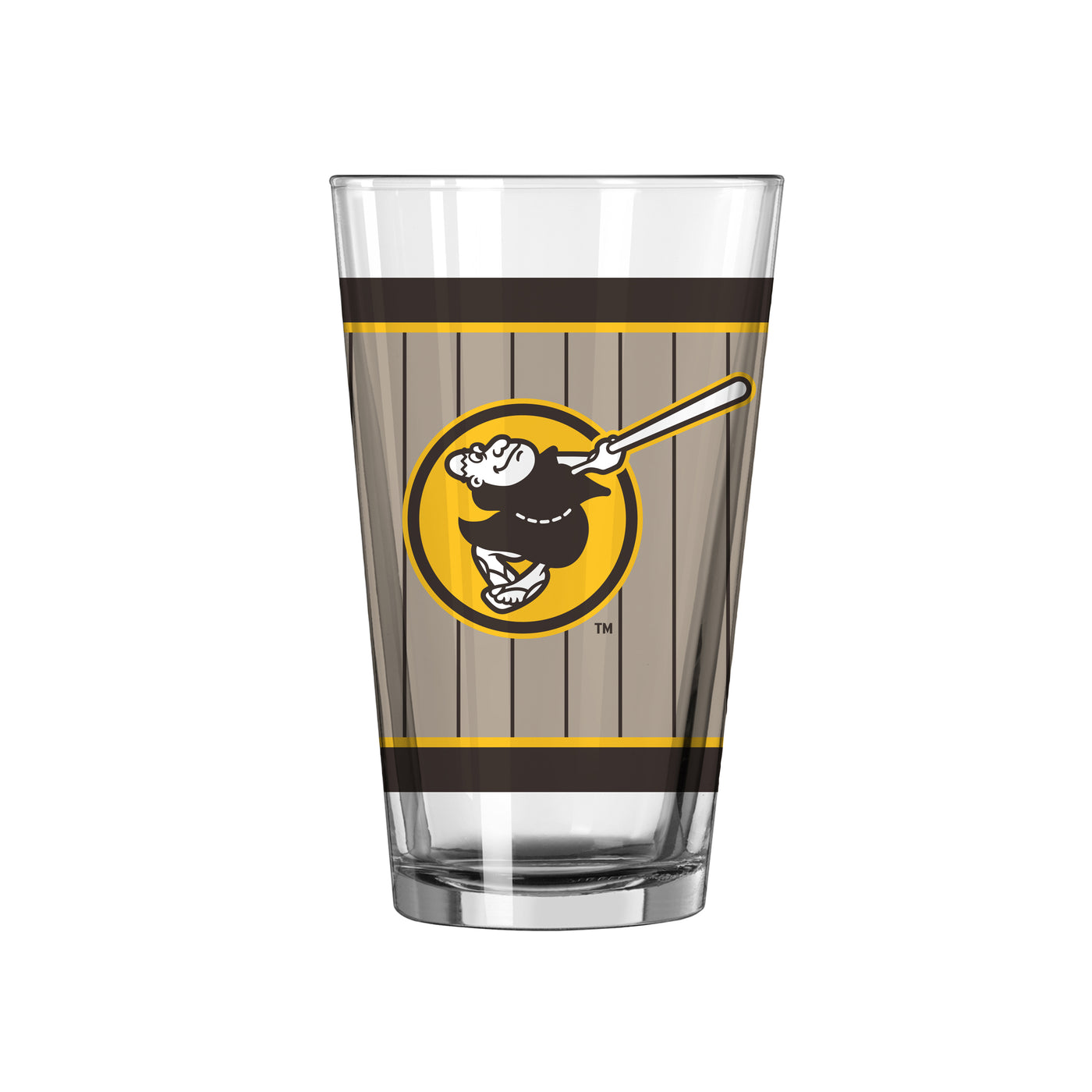San Diego Padres 16oz Tan Friar Pinstripe Pint Glass