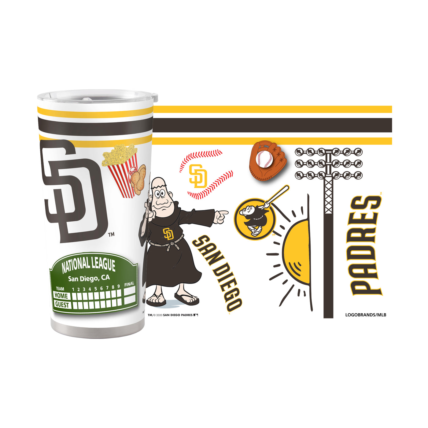 San Diego Padres 20oz Native Stainless Steel Tumbler - Logo Brands