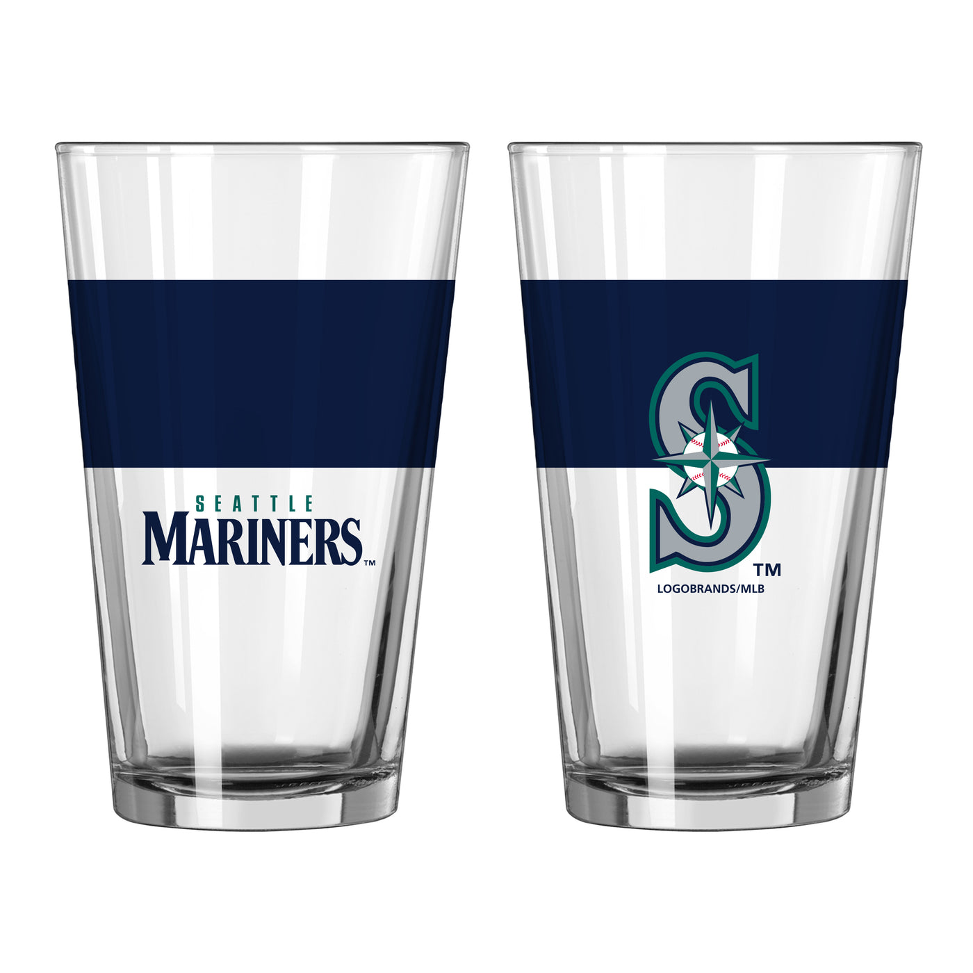 Seattle Mariners 16oz Colorblock Pint Glass - Logo Brands