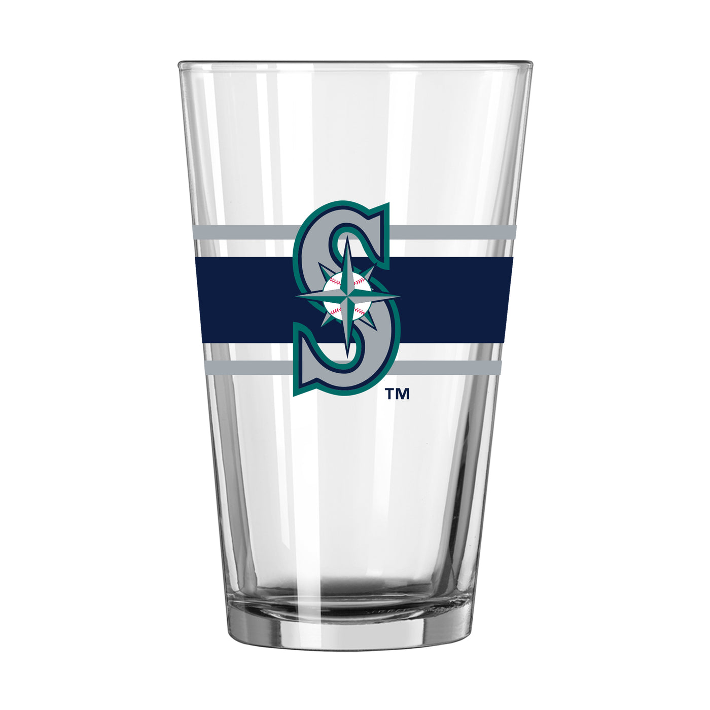 Seattle Mariners 16oz Stripe Pint Glass - Logo Brands