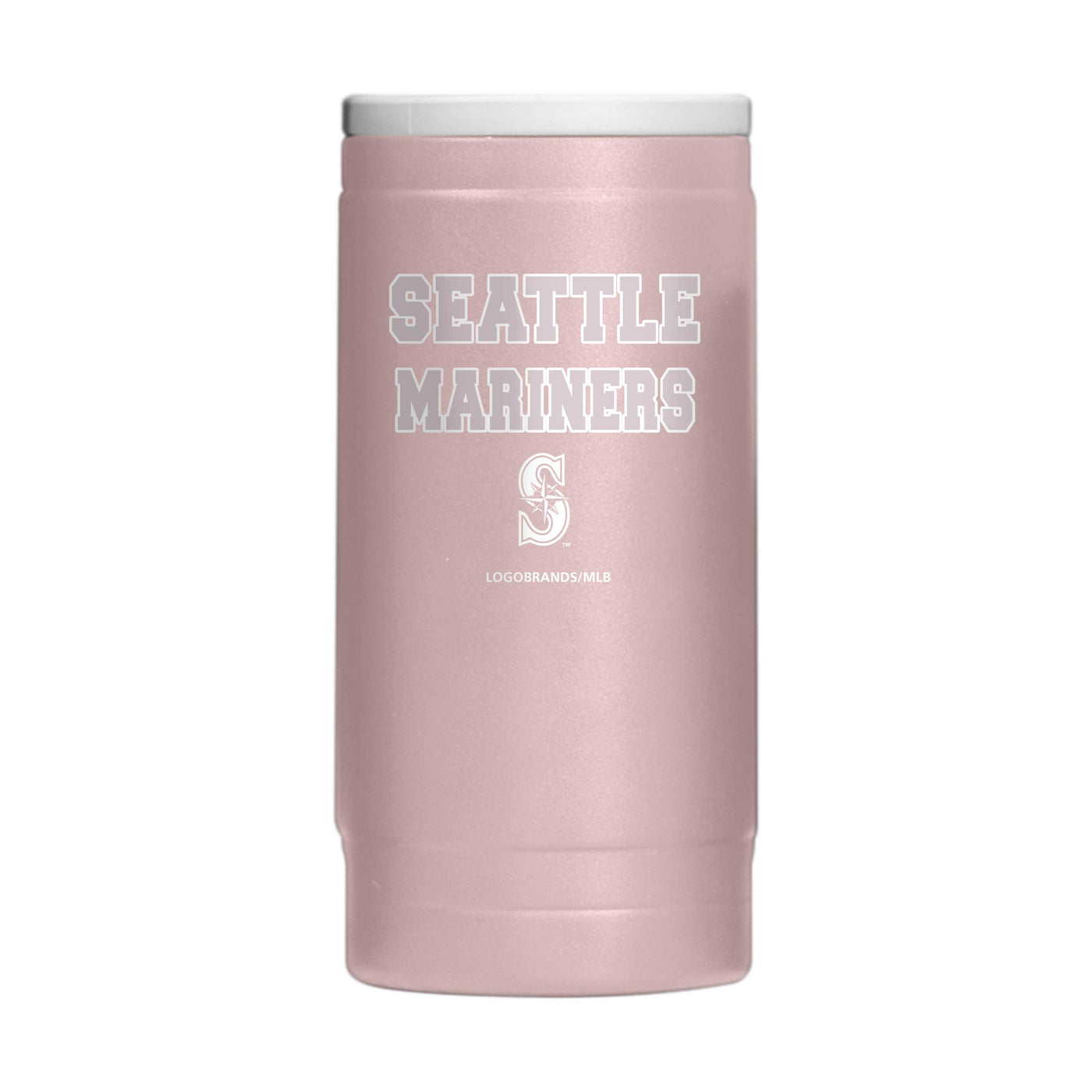 Seattle Mariners Stencil Powder Coat Slim Can Coolie