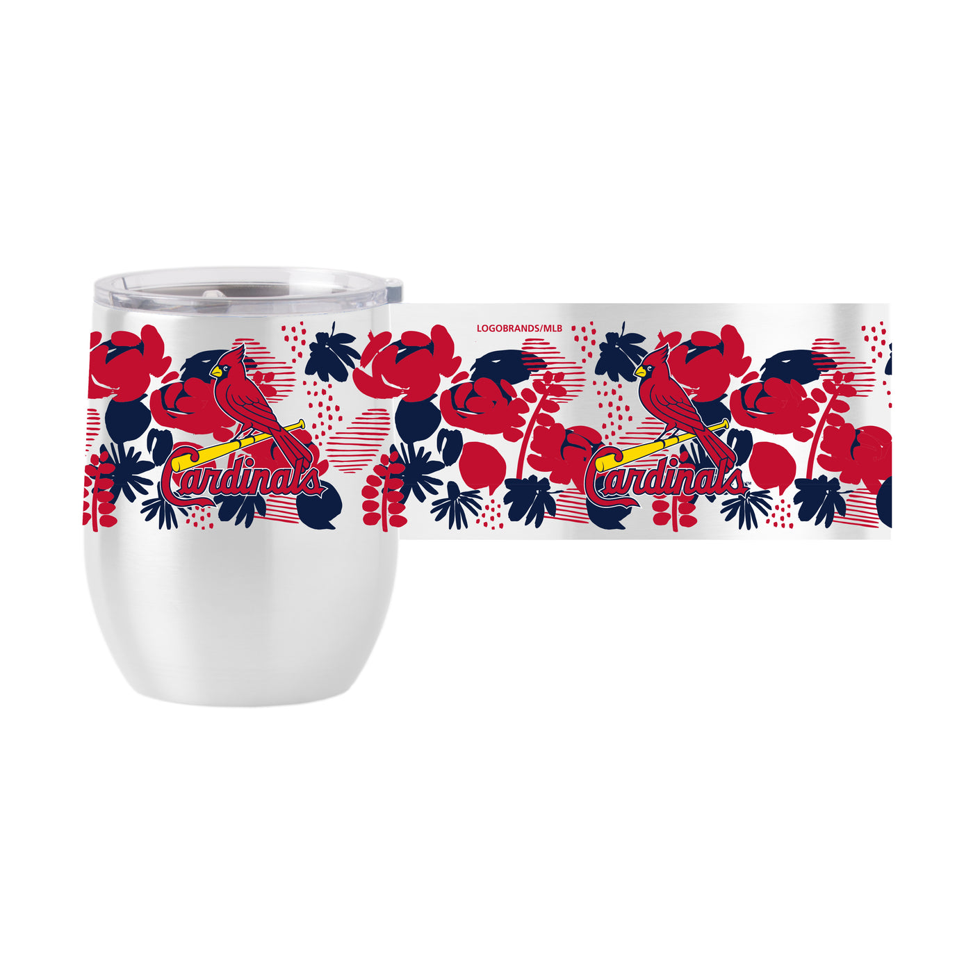St Louis Cardinals 16oz Floral Stainless Curved Beverage