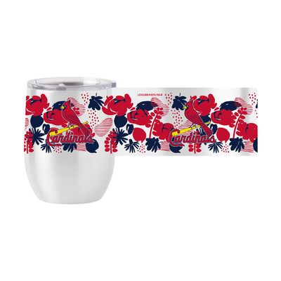 St Louis Cardinals 16oz Floral Stainless Curved Beverage