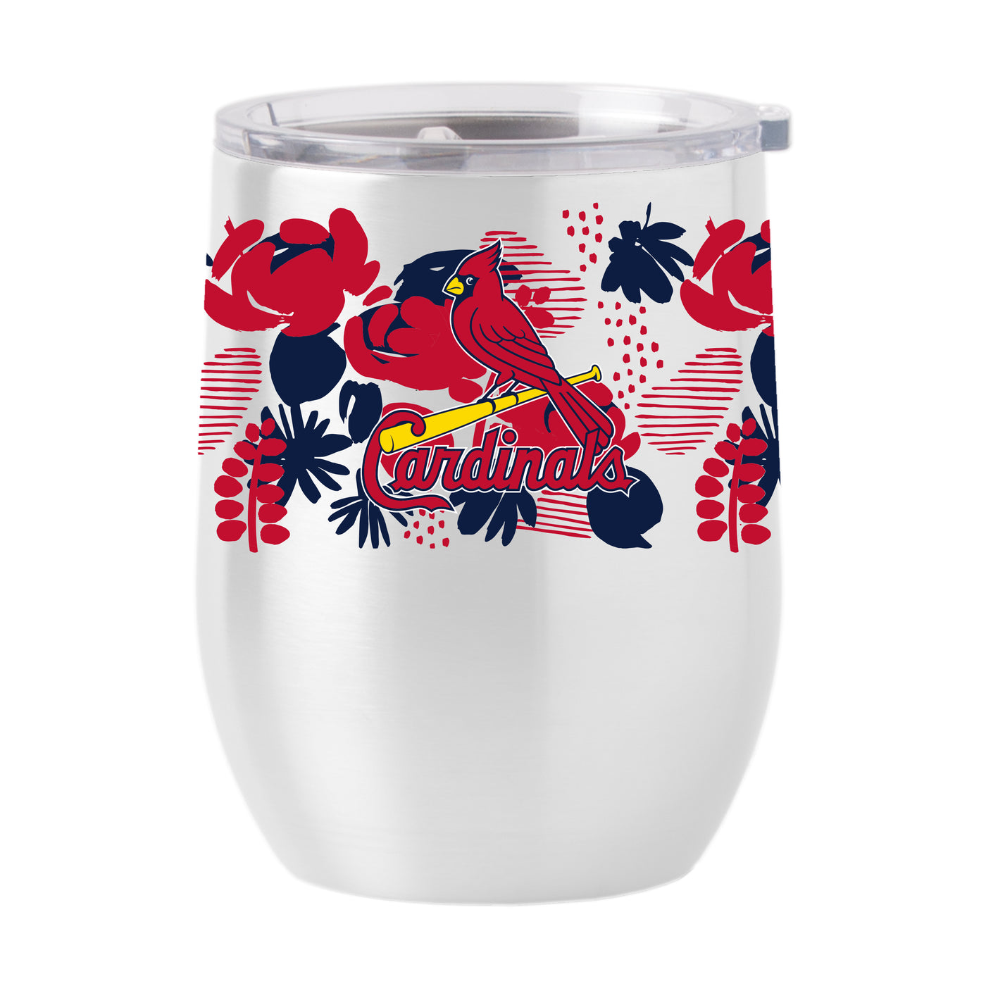 St Louis Cardinals 16oz Floral Stainless Curved Beverage