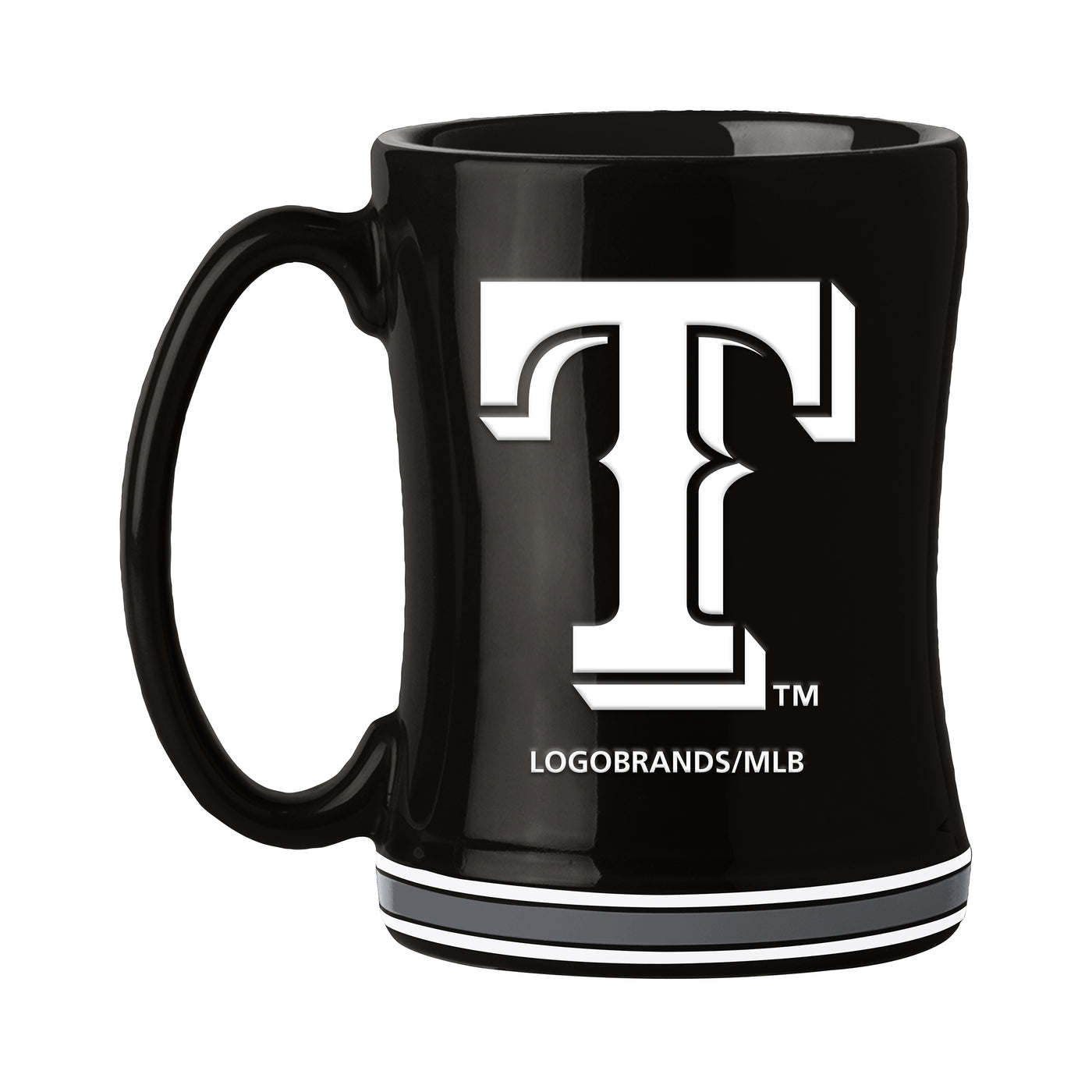 Texas Rangers 14oz Black Tonal Relief Mug | Logo Brands
