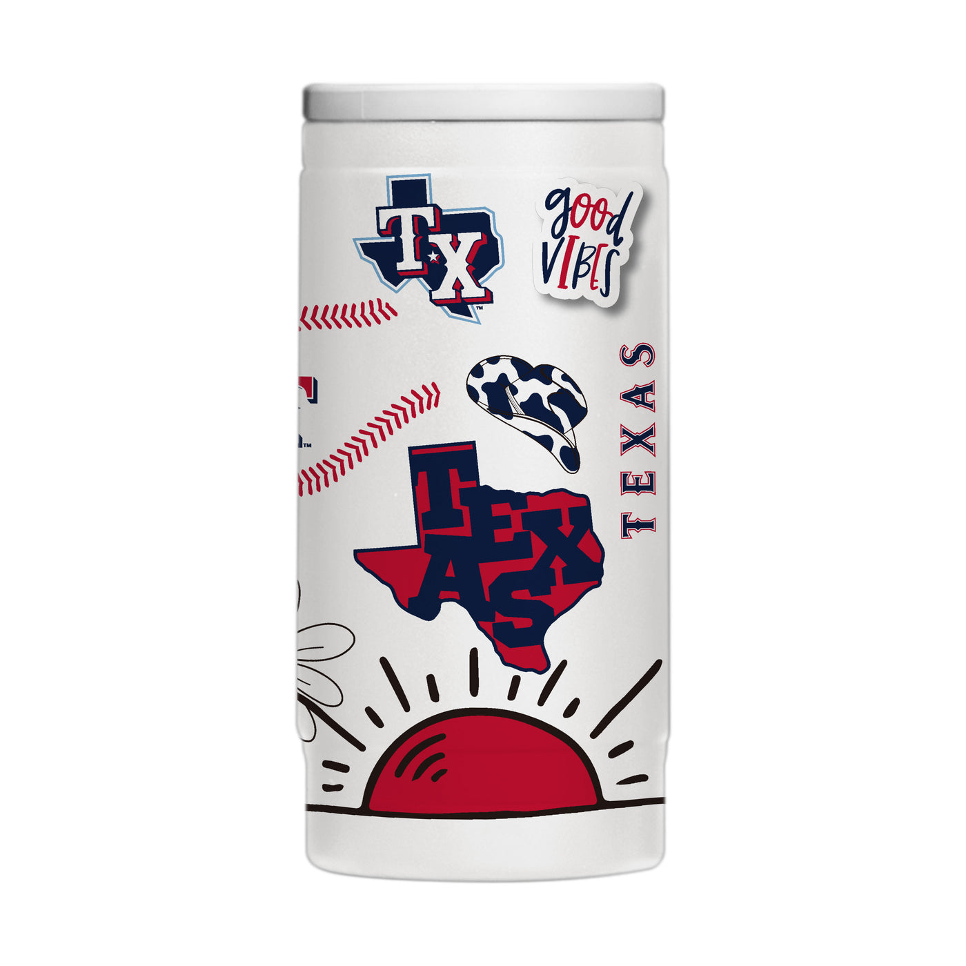 Texas Rangers 12oz Native Powdercoat SlimCan Coolie