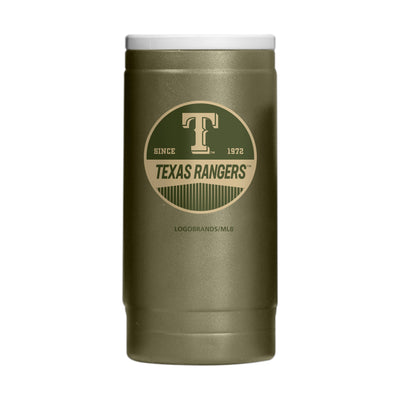 Texas Rangers Badge Powder Coat Slim Can Coolie