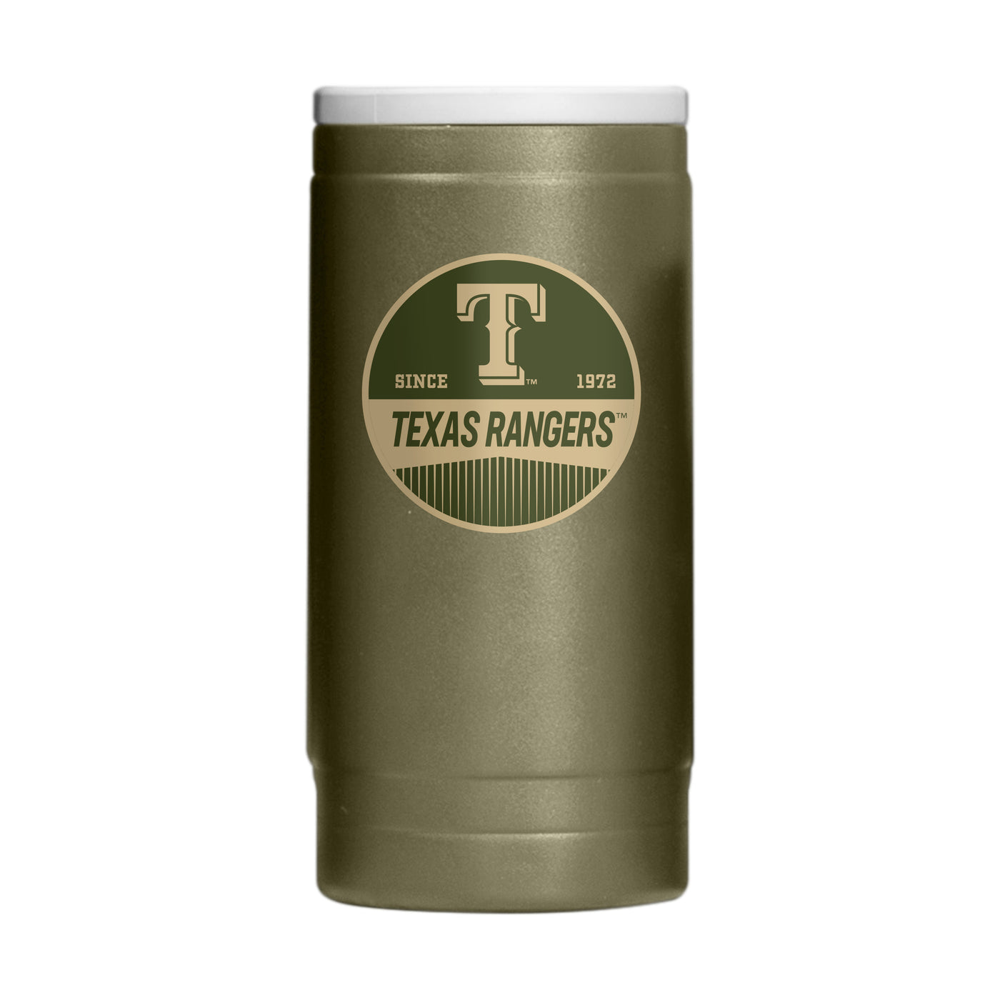 Texas Rangers Badge Powder Coat Slim Can Coolie