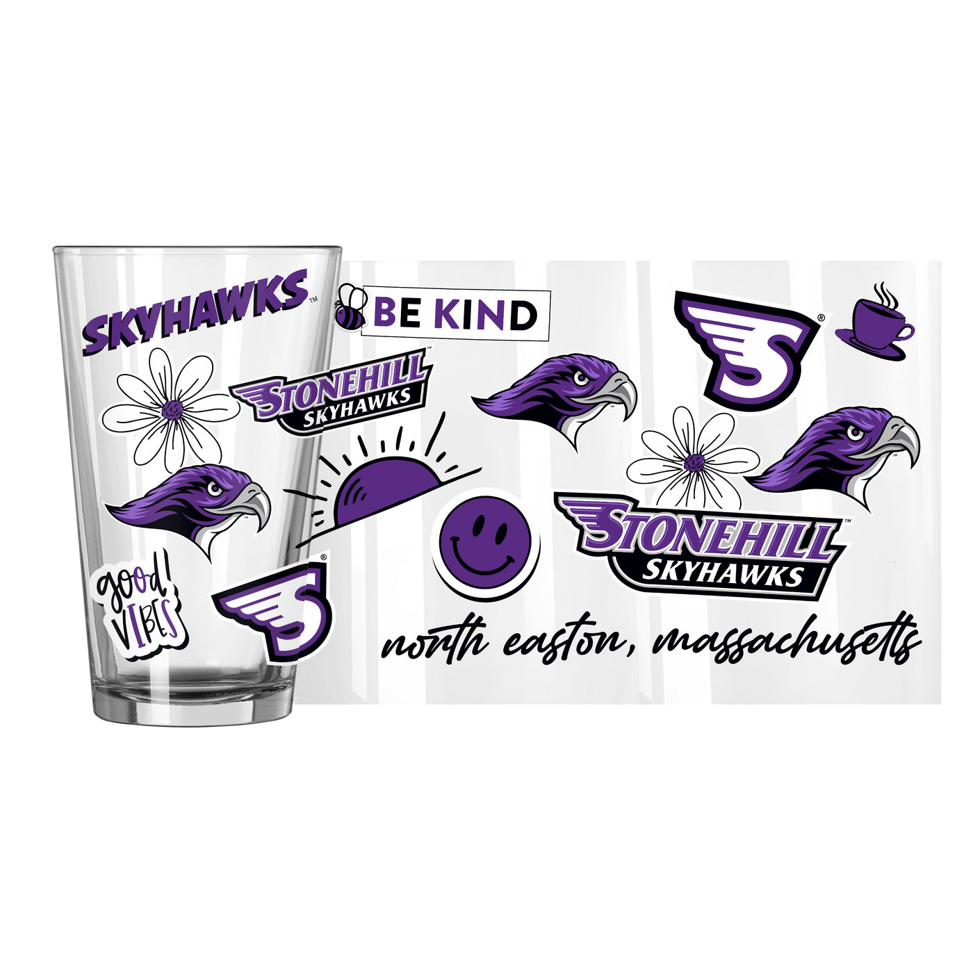 Stonehill College 16oz Native Pint Glass
