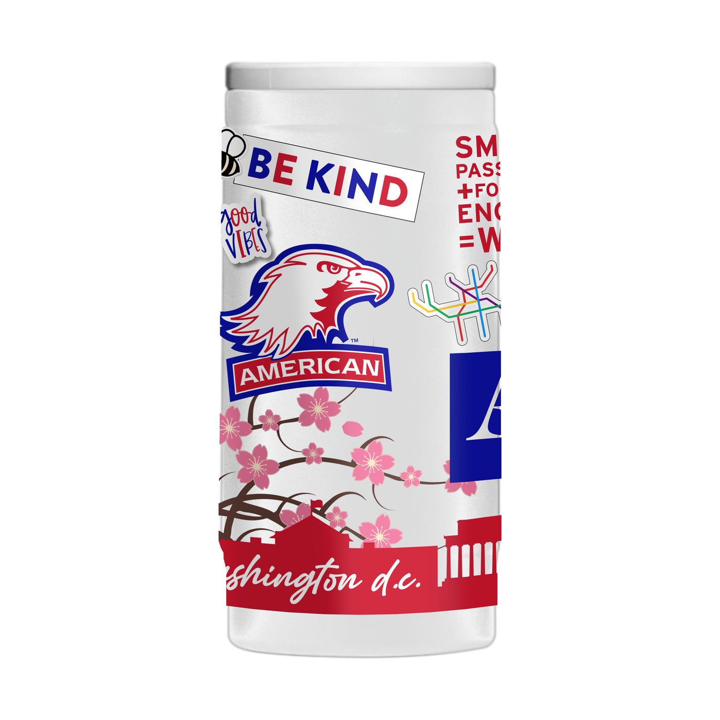 American University 12oz Native Powder Coat Slim Can Coolie