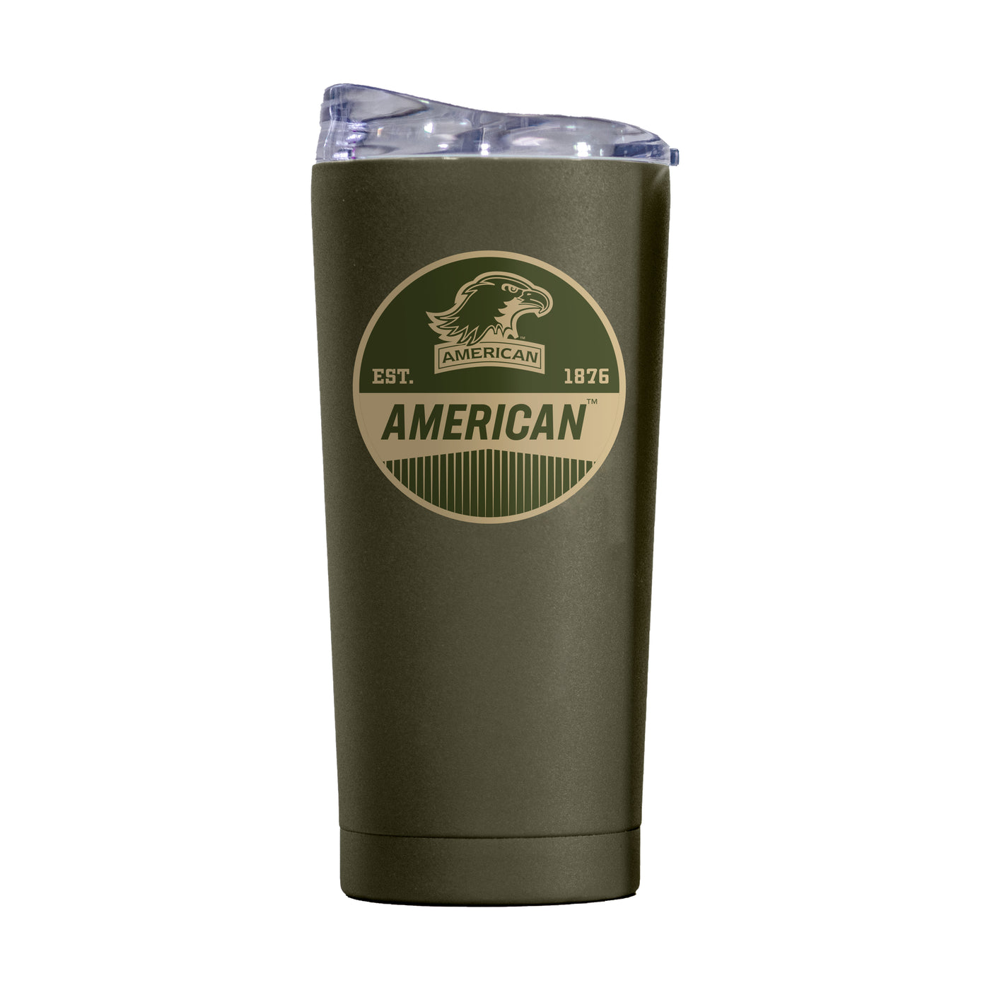 American University 20oz Olive Badge Powder Coat Tumbler