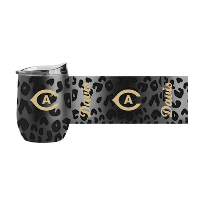 UC Davis Leopard 16oz Black Powdercoat Curved Beverage