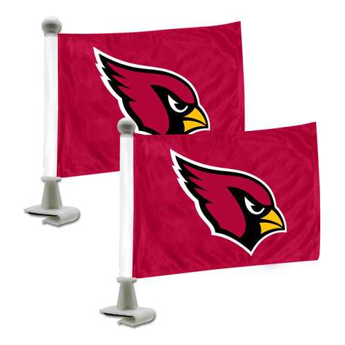 Arizona Cardinals NFL auto flag by Logo Brands featuring team logo and vibrant red and black colors, ideal for car display.