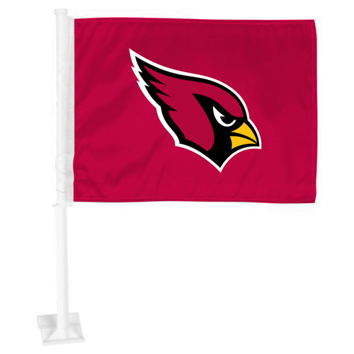 Arizona Cardinals NFL auto flag by Logo Brands, featuring team logo and colors, attached to a car window or antenna.