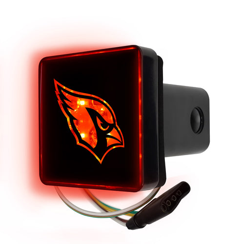 NFL Arizona Cardinals lighted hitch cover with team logo, designed for vehicle hitch receivers, by Logo Brands.