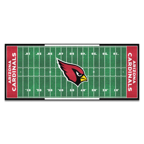 Arizona Cardinals football field runner mat with team logo, designed for NFL fans, made by Logo Brands.