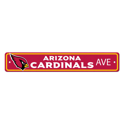 Arizona Cardinals street sign for mancave decor, made by Logo Brands, featuring team logo and bold cardinal red colors.