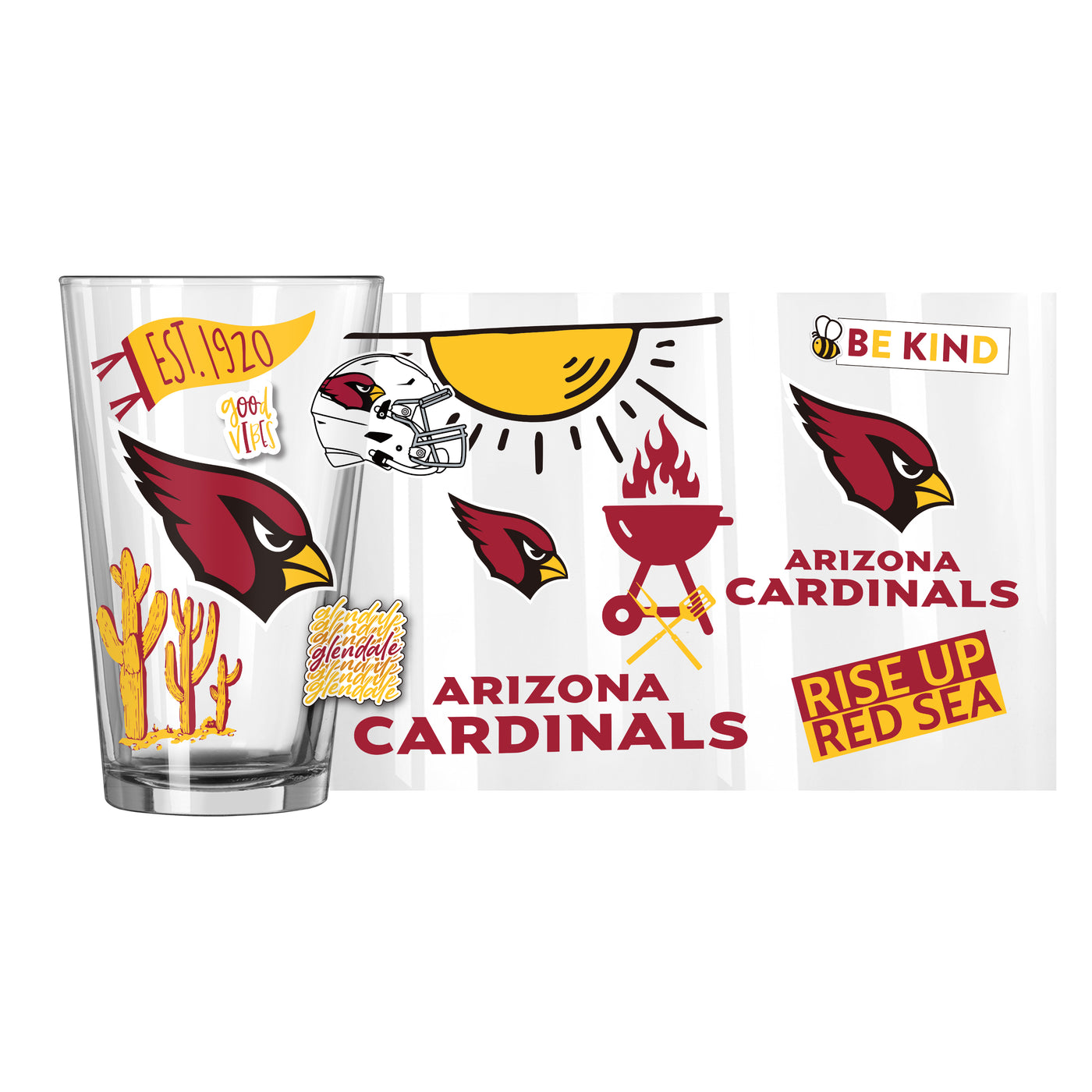 Arizona Cardinals 16oz Native Pint Glass