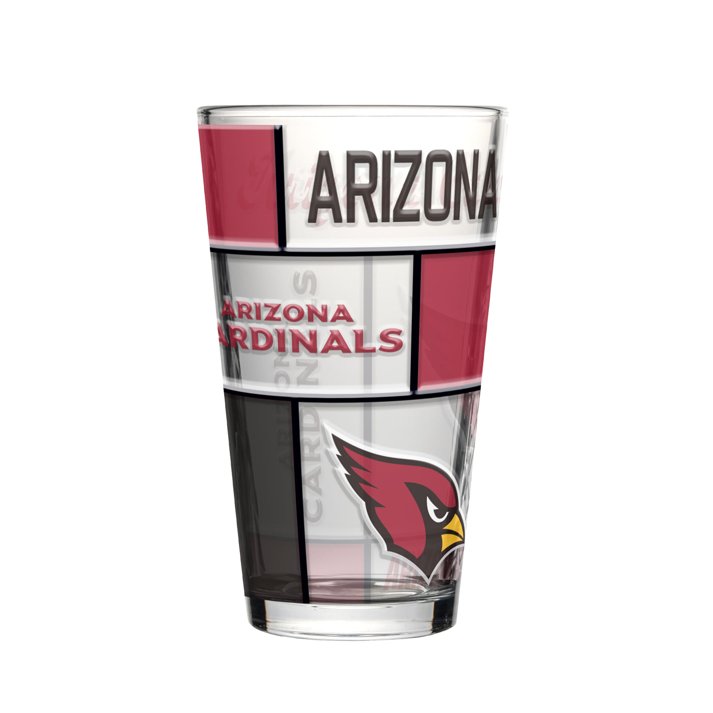 Arizona Cardinals 16oz Quilted Stained Pint Glass