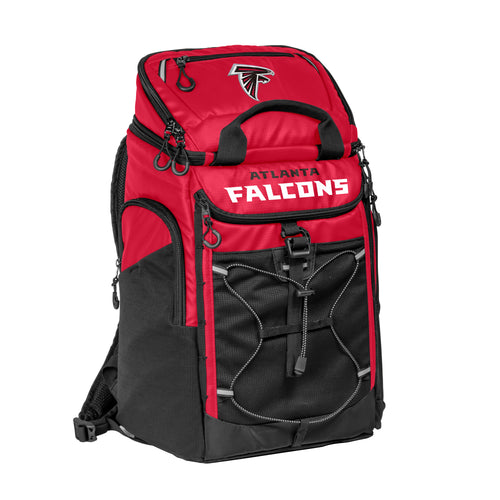 Atlanta Falcons 26-can backpack cooler by Logo Brands, with team logo and insulated interior for beverages.