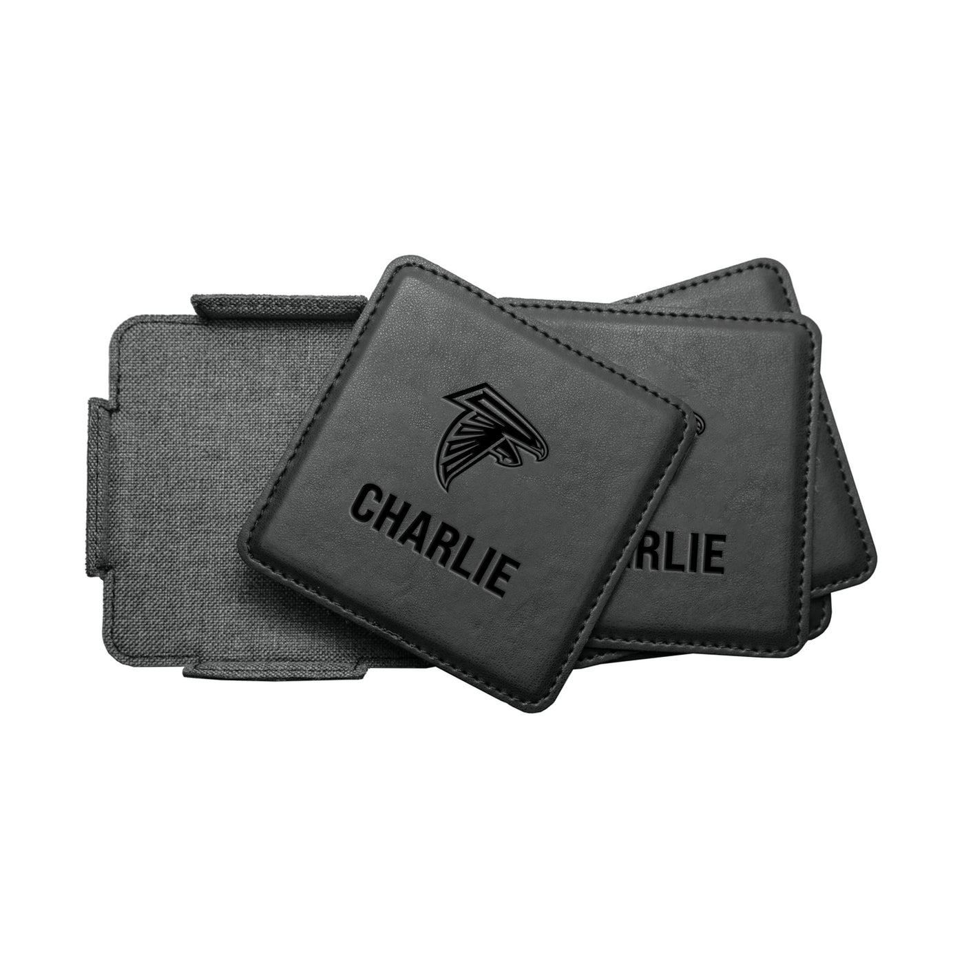 Atlanta Falcons Personalized 4 Pack Leather Coaster