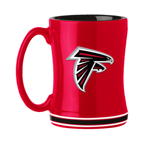 Atlanta Falcons 14oz relief mug featuring team logo and design, made of durable drinkware by Logo Brands.