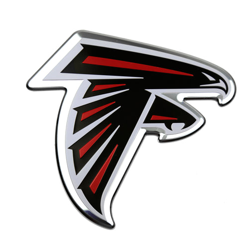 Atlanta Falcons embossed emblem by Logo Brands, featuring colorful team logo and detailed embroidery on a high-quality patch.
