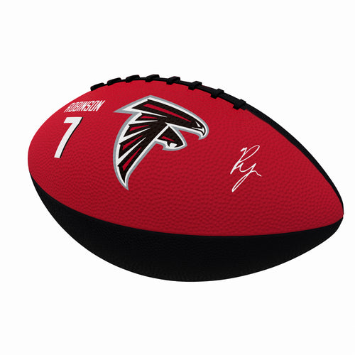 Mini rubber football featuring Atlanta Falcons logo, ideal for recreation and fun, branded by Logo Brands.
