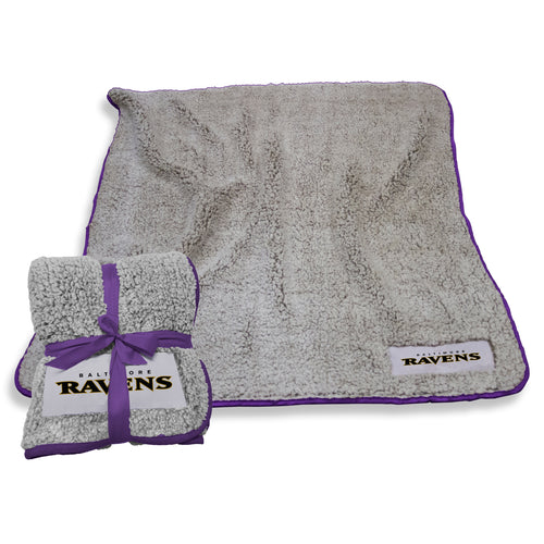 Baltimore Ravens Frosty Fleece blanket with team logo, soft and cozy fabric, perfect for Ravens fans.