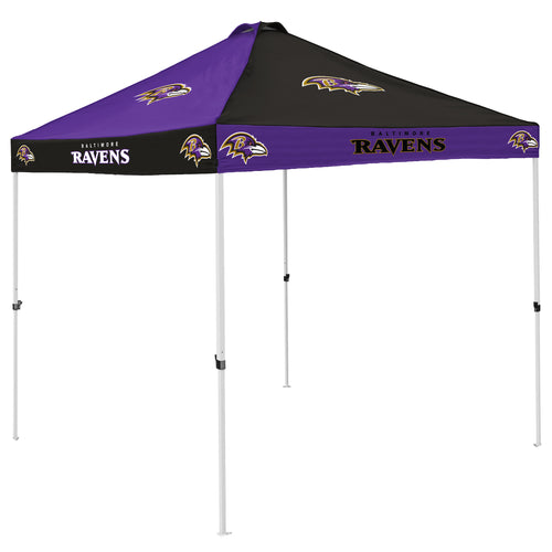Baltimore Ravens checkerboard canopy shelter by Logo Brands, featuring team colors and logo design for outdoor use.