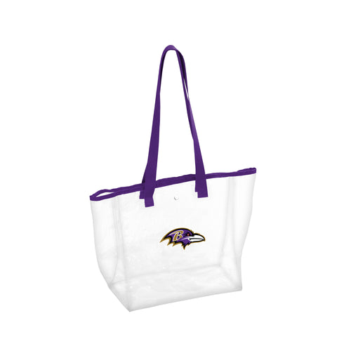 Baltimore Ravens Stadium clear tote bag by Logo Brands, transparent bag with team logo and handles for game day security.
