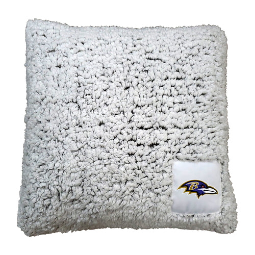 Baltimore Ravens Frosty Throw Pillow featuring team logo and colors, soft and cozy decorative blanket for Ravens fans
