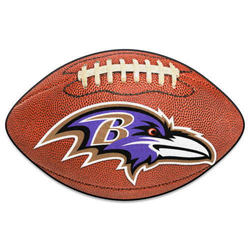 Baltimore Ravens football mat by Logo Brands featuring team logo and vibrant colors, ideal for sports-themed decor or game room.